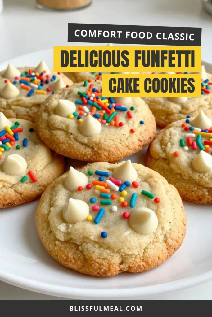 Indulge your sweet tooth with these Funfetti Cake Batter Cookies! This easy cookie recipe combines funfetti cake mix and rainbow sprinkles, creating soft cookies with sprinkles that are perfect for any occasion. Whether you're baking for a party or craving a treat, this funfetti cookie recipe is sure to delight! Try it now and bring a splash of color to your dessert table. Save this recipe for a delightful treat! #FunfettiCookies #RainbowSprinkleCookies #EasyCookieRecipe #CookieRecipe