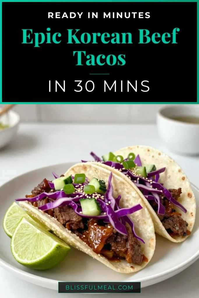 Indulge in the savory flavors of Korean Beef Tacos with this easy Bulgogi Taco Recipe! Perfectly marinated with a delicious Beef Bulgogi Marinade, these Gochujang Beef Tacos will elevate your taco night. Just 50 minutes to prepare and serve, enjoy tender beef wrapped in soft tortillas topped with fresh cabbage and cucumber. Get ready to impress your family and friends! Save this recipe to try tonight! #KoreanBeefTacos #EasyKoreanTacos #BulgogiTacoRecipe #GochujangBeefTacos