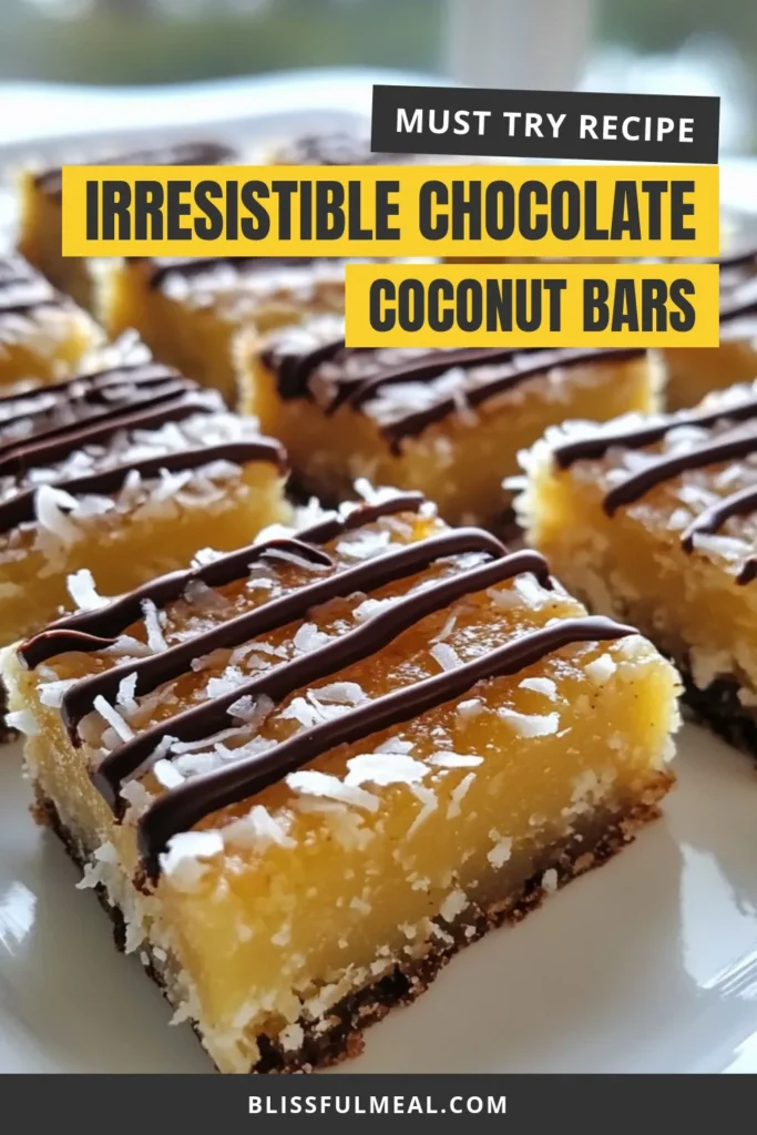 Indulge in these delicious chocolate coconut bars with a delightful drizzle! This coconut dessert recipe is not only gluten-free but also perfect for a healthy chocolate snack. Homemade chocolate bars never tasted so good! With just a few simple ingredients, you can create these irresistible gluten-free coconut treats that are sure to impress. Try this recipe and treat yourself today! #ChocolateCoconutBars #CoconutDessertRecipe #HealthyChocolateSnacks #GlutenFreeTreats