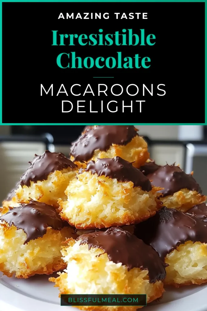 Indulge in these delightful chocolate coconut macaroons with this easy macaroon recipe! Perfect for a sweet tooth, these vegan macaroons are a must-try among coconut dessert recipes. Made with simple ingredients like shredded coconut, chocolate chips, and sweetened condensed milk, these baked coconut macaroons are sure to impress. Save this recipe for a delicious treat you’ll love! #ChocolateCoconutMacaroons #EasyMacaroonRecipe #VeganMacaroons #CoconutDessertRecipes