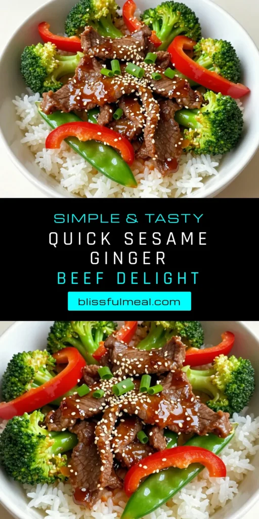 Discover a quick and healthy sesame ginger beef stir-fry that’s perfect for busy weeknights! This flank steak stir-fry recipe combines tender beef with vibrant vegetables for a delicious Asian beef stir-fry experience. In just 30 minutes, you can create a wholesome meal that's packed with flavor. Save this easy and satisfying recipe for your next dinner! #beefstirfry #healthyrecipes #stirfry #asiancuisine