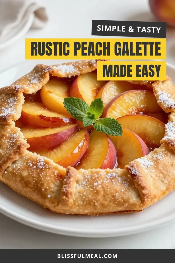 Looking for the perfect summer dessert? Try this rustic peach galette recipe! With its flaky homemade galette crust and juicy peaches, it's an easy peach dessert that will impress everyone. This baked peach pie recipe is not only simple but also delicious, making it ideal for any occasion. Perfect with a scoop of vanilla ice cream! Save this easy recipe now and treat yourself to a delightful summer peach dessert. #PeachGalette #SummerDesserts #Baking #EasyRecipes