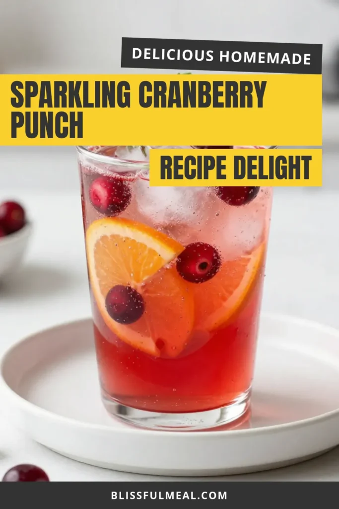 Celebrate the season with this sparkling cranberry punch recipe! This easy holiday punch is perfect for gatherings, offering a refreshing cranberry mocktail that's loved by all. With juicy cranberry juice, zesty orange, and sparkling water, this festive cranberry cocktail is not only delicious but also non-alcoholic! Impress your guests at your next event. Try this delightful drink today! #CranberryPunch #HolidayMocktail #NonAlcoholicDrink #FestiveCocktail