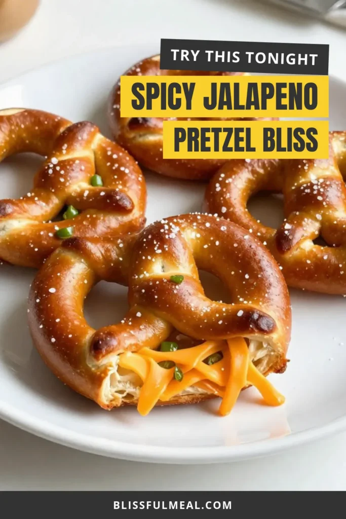 Discover the ultimate spicy pretzel recipe with these Jalapeño Cheddar Pretzel Knots! Perfectly crafted homemade pretzel knots are stuffed with rich cheddar and jalapeños for a delightful bite. These baked jalapeño pretzels are easy to make and a crowd-pleaser at any gathering. Elevate your snack game and try this delicious recipe today! Save for later! #JalapeñoCheddarPretzels #HomemadePretzelKnots #SpicyPretzelRecipe #CheeseStuffedPretzels