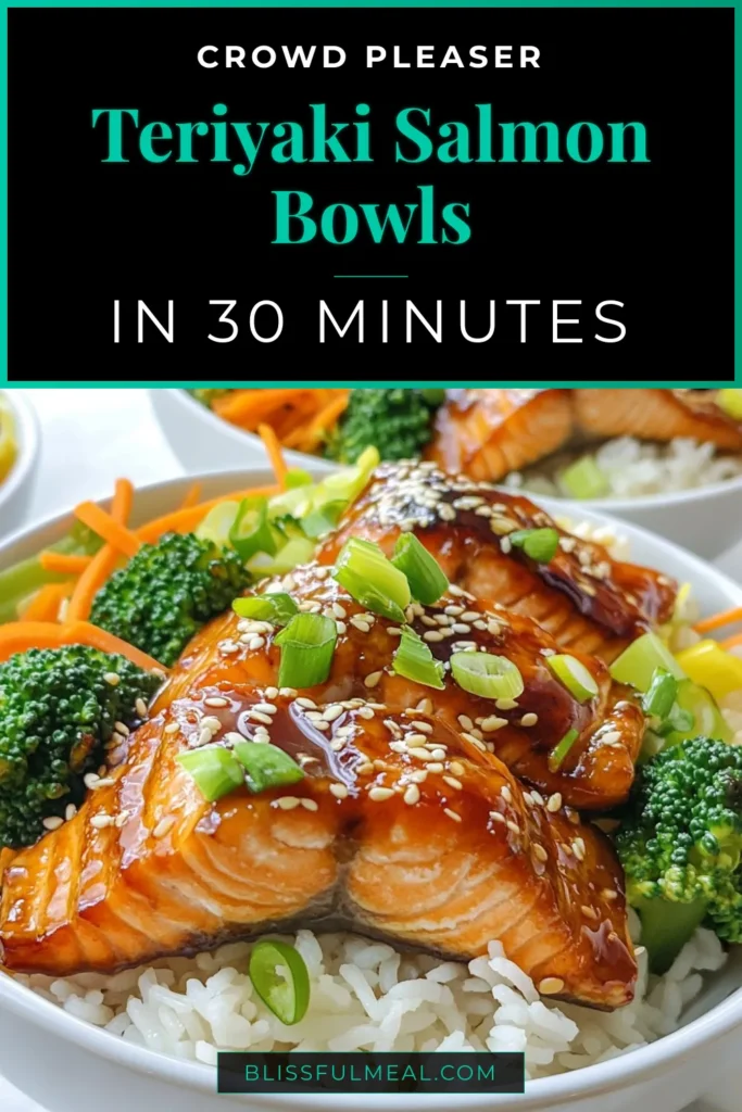 Indulge in a delicious and healthy teriyaki salmon bowl with this simple salmon delight recipe. This easy teriyaki recipe features tender salmon fillets served over fluffy jasmine rice, paired with vibrant broccoli and carrots. Perfect for a quick weeknight dinner, these teriyaki salmon bowls pack flavor and nutrition in every bite. Try it today and elevate your meal prep! Save for later! #TeriyakiSalmonBowl #HealthySalmonRecipe #EasyTeriyakiRecipe #JasmineRiceBowl