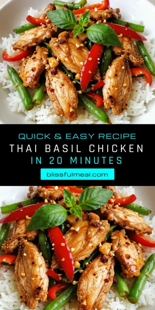 Discover an easy Thai chicken dish with this Thai Basil Chicken Stir-Fry recipe! Made with tender chicken thighs, fresh Thai basil, and colorful veggies, this stir-fry is bursting with flavor. Perfect for quick weeknight dinners, this Thai basil stir-fry is simple to make and offers a delightful taste experience. Save this recipe for a delicious dinner idea that your family will love! #ThaiBasilChicken #StirFryRecipe #EasyThaiChicken #ChickenThighStirFry