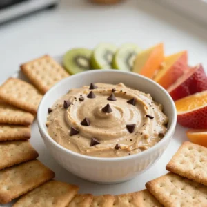 - 1 cup all-purpose flour - 1/2 cup packed brown sugar - 1/4 cup granulated sugar - 1/2 cup unsalted butter - 2 tablespoons cream cheese - 1 teaspoon pure vanilla extract - 1/2 teaspoon fine sea salt - 1/2 cup mini chocolate chips - 1/4 cup milk When I make Chocolate Chip Cookie Dough Dip, I start with simple ingredients. Each one plays a key role. - All-purpose flour gives the dip its cookie dough texture. I use one cup for the best results. - Brown sugar adds moisture and a deeper flavor. I use half a cup, packed tight. - Granulated sugar brings out the sweet taste. I add a quarter cup for balance. - Unsalted butter makes it creamy. I prefer half a cup, softened to room temp. - Cream cheese adds richness. Just two tablespoons keep it smooth and tasty. - Pure vanilla extract gives an amazing warmth. I use one teaspoon for that classic touch. - Fine sea salt enhances all the flavors. I use half a teaspoon for the right amount. - Mini chocolate chips are a must! They add delightful bites in every scoop. I toss in half a cup. - Milk adjusts the dip&rsquo;s thickness. I start with a quarter cup and add more if needed. - Additional chocolate chips - Sprinkles or nuts - Flavor extracts (almond, hazelnut, etc.) I love to get creative! You can add more chocolate chips for extra sweetness. Sprinkles or nuts add a fun crunch. If you want a twist, try flavor extracts like almond or hazelnut. Each option makes the dip your own. {{ingredient_image_2}} - Mixing the butter and cream cheese Start by placing softened butter and cream cheese in a large bowl. Use an electric mixer to blend them well. Mix until the mixture is smooth and creamy. Aim for a texture with no lumps. This step sets the base for your dip. - Incorporating sugars and flour Gradually add packed brown sugar and granulated sugar. Keep mixing on medium speed for 2 to 3 minutes. The mixture should become fluffy and well combined. Next, sift in the all-purpose flour and fine sea salt. Mix on low speed to avoid overmixing. Stop when the flour disappears into the mix. - Achieving the right dip consistency Pour in the pure vanilla extract. Then, gradually add milk, mixing after each addition. Your goal is a creamy and spreadable dip. Adjust the milk until you reach the perfect consistency. It should hold its shape but still be easy to scoop. - Folding in chocolate chips Gently fold in the mini chocolate chips using a spatula. Make sure they are evenly distributed throughout the dip. This adds that delightful cookie dough flavor we all love. - Chilling time for optimal flavor Spoon the dip into a decorative dish. Cover it tightly with plastic wrap. Place it in the fridge for at least 30 minutes. This chilling time helps the flavors meld together and firms up the dip. - Serving suggestions Serve the dip chilled with a variety of dippers. Great options include crunchy graham crackers, salty pretzels, or fresh fruit slices. This mix of flavors and textures makes every bite exciting! For a fun presentation, arrange colorful dippers around the bowl. - Ensuring proper mixing techniques: Start by mixing the butter and cream cheese until smooth. This helps create a creamy base. Use an electric mixer for the best results. Mix until there are no lumps. This makes the dip smooth and easy to spread. - Adjusting milk for consistency: Add milk slowly. Mix after each addition. This way, you can control how thick or thin the dip gets. You want it creamy but not runny. Aim for a texture that holds shape but is still spreadable. - Choosing high-quality ingredients: Use real butter and pure vanilla extract. Good ingredients really make a difference. They enhance the flavor and texture of the dip. Quality chocolate chips add a sweet touch too. - Creative serving dish ideas: Use a bright bowl that stands out. A glass or ceramic dish can look nice. You can also line it with parchment paper for a rustic touch. - Pairing dippers for the best experience: Serve with crunchy graham crackers or salty pretzels. Fresh fruit slices like apples or strawberries add a fresh flavor. This mix of sweet and salty makes each bite exciting. - Making it visually appealing: Arrange dippers around the bowl. This adds color and invites guests to dig in. You can even sprinkle some mini chocolate chips on top. It looks fun and tasty! Pro Tips Chill the Dough: Make sure to refrigerate the dip for at least 30 minutes. This helps the flavors meld together and improves the overall texture. Adjust for Consistency: Feel free to modify the amount of milk based on your preferred dip thickness. Start with less and add more gradually until you achieve the desired consistency. Mix It Up: Experiment with different mix-ins such as nuts, dried fruits, or other types of chocolate chips for a unique twist on the classic cookie dough flavor. Presentation Matters: Serve the dip in a colorful bowl and surround it with an assortment of dippers like fresh fruit, pretzels, or cookies for an inviting and attractive display. {{image_4}} You can switch up the flavor of your cookie dough dip. Here are some fun ideas: - Cookie Dough Dip with Peanut Butter: Mix in 1/3 cup of creamy peanut butter. This adds a rich, nutty taste. It pairs well with chocolate chips. - Adding Oreos or other cookies: Crush up Oreos or your favorite cookies. Fold them in for extra crunch and flavor. This gives a fun twist to the classic dip. - Seasonal flavors: Try adding pumpkin spice in the fall or peppermint extract during the winter holidays. These flavors bring a festive touch to your dip. You can make this dip lighter with these swaps: - Using low-fat cream cheese: Replace regular cream cheese with low-fat options. This reduces the fat while keeping the creaminess. - Gluten-free flour options: If you need a gluten-free dip, use almond flour or coconut flour instead of all-purpose flour. Both work well and taste great. - Reducing sugars: Cut back on the brown and white sugars. You can use less or switch to natural sweeteners like honey or maple syrup. This makes the dip a bit healthier without losing flavor. To keep your dip fresh, store it in an airtight container. This helps avoid any drying out. Place the container in the fridge right after serving. The dip lasts about 4 to 5 days in the fridge. If you see any change in color or smell, it's time to toss it out. Yes, you can freeze the dip! To do this, place it in a freezer-safe container. Leave some space at the top for expansion. The dip can last up to 3 months in the freezer. When you're ready to eat it, thaw the dip in the fridge overnight. For the best texture, stir it once it's thawed. If it's too thick, mix in a little milk until you reach your desired consistency. Enjoy your tasty treat anytime! Can I eat this dip raw? Yes, you can eat this dip raw. It has no eggs, so it's safe to enjoy. Just keep in mind that the flour should be heat-treated to eliminate any risk. You can microwave the flour for a minute to make it safe. How can I make it vegan? To make this dip vegan, swap the butter for a plant-based butter. Use vegan cream cheese too. For the milk, choose almond, soy, or oat milk. The dip will still taste great! What dippers go best with this dip? You can pair this dip with many dippers! Crunchy graham crackers work well. Salty pretzels add a nice contrast. Fresh fruit slices like apples or strawberries are also delicious options. My dip turned out too runny, what can I do? If your dip is too runny, add more flour. Start with a tablespoon and mix well. You can also chill the dip longer to help thicken it. How to revive leftovers? If you have leftovers, just stir them gently. If the dip seems too thick, add a splash of milk. Mix until you reach your desired consistency. Can I use regular sugar instead of brown sugar? Yes, you can use regular sugar instead of brown sugar. The dip will be a bit less rich but still tasty. You can also mix both sugars for a balanced flavor. This blog post detailed how to make a tasty chocolate chip cookie dough dip. You learned the key ingredients, step-by-step preparation, and useful tips for perfecting your dip. You can customize it with fun flavors or healthier options. Always store it properly to keep it fresh. By following these steps, you can create a delicious treat that will impress your friends. Enjoy making this dip and have fun with your unique twists!