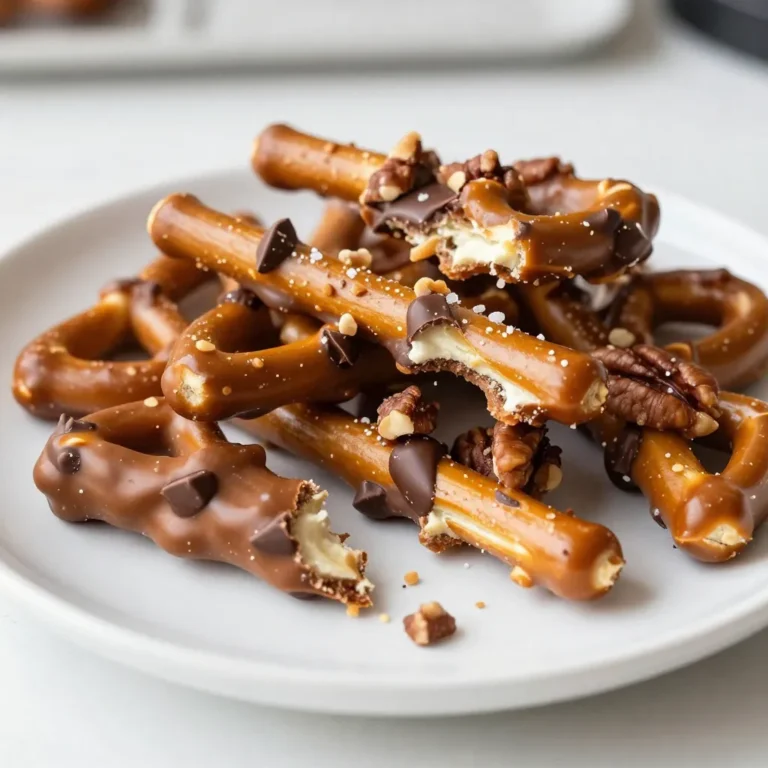 To make Butterscotch Pretzel Bark, you need a few simple ingredients. Each one plays a key role in creating that sweet and salty combo we love. - 2 cups pretzel sticks - 1 cup butterscotch chips - ½ cup semi-sweet chocolate chips - ¼ cup unsalted butter - ½ cup crushed pecans or walnuts (optional, for added crunch) - Sea salt, for sprinkling Each ingredient adds its own flair. The pretzel sticks provide a crunchy base. Butterscotch chips bring rich sweetness. Semi-sweet chocolate chips add a deep flavor contrast. Unsalted butter helps blend everything. If you like, add crushed nuts for crunch. Finally, sea salt gives that perfect finish. This mix makes every bite exciting. The sweet butterscotch, rich chocolate, and salty pretzels balance well together. I find this combination truly irresistible. {{ingredient_image_2}} - Preheat your oven to 350°F (175°C). - Line a baking sheet with parchment paper. This helps with easy removal. - Spread 2 cups of pretzel sticks evenly across the baking sheet. - In a medium saucepan, melt ½ cup of unsalted butter with 1 cup of butterscotch chips over low heat. Stir until smooth. - Once melted, pour the butterscotch mixture over the pretzels. - Use a spatula to spread the mixture evenly over the pretzels. - Sprinkle ½ cup of semi-sweet chocolate chips over the pretzels. - Bake in the preheated oven for about 5-7 minutes. Watch closely! - Remove the baking sheet and spread the melted chocolate evenly. - If you like, add ½ cup of crushed pecans or walnuts on top. - Finish by sprinkling sea salt over the bark for a tasty contrast. - Let the bark cool at room temperature for about 30 minutes. - Transfer it to the refrigerator to set for at least 1 hour. - Once set, break the bark into bite-sized pieces. Enjoy your sweet treat! This recipe is simple, and it creates a delightful mix of sweet and salty. Each step helps build flavor and texture, making it a fun treat for any occasion! - Store Butterscotch Pretzel Bark in an airtight container. - Keep it in a cool, dry place or the fridge. - Cut the bark into bite-sized pieces for easy serving. - Serve with warm drinks like coffee or hot cocoa. - Pair it with sweet snacks like fruit or cookies. - Try adding crushed pretzels for extra crunch. - Drizzle caramel on top for more sweetness. - Swap butterscotch chips for peanut butter chips. - Experiment with different nuts like almonds or hazelnuts. - Melt chocolate over low heat to prevent burning. - Stir constantly while melting butterscotch to keep it smooth. - Watch the baking time closely; don't overcook the chocolate. - Let the bark cool completely before breaking it. Pro Tips Use Fresh Ingredients: Always use fresh pretzels and high-quality chocolate chips for the best flavor and texture in your bark. Customize Your Nuts: Feel free to experiment with different nuts such as almonds or peanuts for a unique twist on the classic recipe. Monitor Baking Time: Keep a close eye on the baking process; the chocolate should be soft but not fully melted for optimal spreading. Storage Tips: Store the bark in an airtight container at room temperature to maintain its crispness and flavor. {{image_4}} You can switch out butterscotch chips for caramel chips. This gives a different taste. For gluten-free options, use gluten-free pretzels. They taste just as good! If you want nuts, try almonds or cashews. They add a nice crunch. Want to spice it up? Add a pinch of cinnamon or cayenne pepper. This brings a warm kick to your bark. You can also mix in white chocolate or dark chocolate chips. These changes create new flavors to enjoy. For holidays, add crushed peppermint candy on top. This makes your bark festive and fun. During the fall, sprinkle on some pumpkin spice. You can also use seasonal toppings like dried fruits for special occasions. Each theme brings a new twist to your treat! To keep your Butterscotch Pretzel Bark fresh, store it in an airtight container. If you leave it at room temperature, it will last for about a week. Add a piece of parchment paper between layers to prevent sticking. If you prefer to chill it, put it in the fridge. This method keeps it fresh for up to two weeks. The cold helps the bark stay firm and crispy. Yes, you can freeze Butterscotch Pretzel Bark! To freeze, cut it into pieces first. Place the pieces in a single layer on a baking sheet. Freeze them for about an hour. Once they are frozen, transfer the pieces to a freezer bag. Be sure to remove as much air as possible. It can last up to three months in the freezer. To thaw, simply take the bag out of the freezer. Leave it in the fridge overnight. This way, your bark will taste fresh and delicious when you enjoy it! What can I substitute for pretzel sticks? If you don't have pretzel sticks, you can use pretzel rods or even popcorn. Just ensure your choice is salty to balance the sweet. Can I make this recipe without nuts? Yes, you can skip the nuts. The bark is still tasty and crunchy without them. How do I know when the chocolate is melted properly? The chocolate should be soft and shiny. It will start to lose its shape but not turn to liquid. Keep an eye on it as it bakes. What to do if my bark doesn’t set? If the bark doesn’t set, place it in the fridge for a bit longer. Cool air helps it firm up. How to fix burnt butterscotch? If you burn butterscotch, sadly, it can’t be saved. Start fresh, and keep the heat low while stirring to prevent burning. Best ways to enjoy Butterscotch Pretzel Bark You can enjoy this bark as a snack, dessert, or party treat. It pairs well with sweet drinks or coffee. What occasions are perfect for this treat? This treat is great for holidays, game days, or just a cozy night in. It makes any gathering more fun! You can create a delightful treat with butterscotch pretzel bark. We covered key ingredients, easy steps, and tips for storage and serving. You can mix and match flavors to suit any event. Avoid common mistakes to ensure tasty results. Remember, this recipe lets you be creative with substitutes and variations. Enjoy making, sharing, and tasting your unique version of this sweet snack!