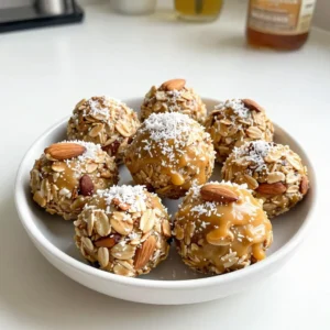 To make these tasty bites, gather these simple ingredients: - 1 cup rolled oats - 1/2 cup almond butter - 1/4 cup honey or maple syrup - 1/4 cup unsweetened shredded coconut - 1/4 cup chopped almonds - 1 teaspoon pure vanilla extract - 1/2 teaspoon pure almond extract - Pinch of salt - Optional: 2 tablespoons mini dark or vegan chocolate chips Each ingredient in these energy bites offers unique benefits: - Rolled oats: Great source of fiber and helps keep you full. - Almond butter: Provides healthy fats and protein for energy. - Honey or maple syrup: Natural sweeteners that offer quick energy. - Shredded coconut: Adds healthy fats and a bit of sweetness. - Chopped almonds: Supply crunch, protein, and vital nutrients. - Vanilla and almond extracts: Enhance flavor with no added sugar. - Salt: Balances flavors and improves taste. - Chocolate chips: Optional, but they add a sweet treat and can boost mood. You can change up these bites with some fun options: - Dried fruits: Add raisins, cranberries, or apricots for sweetness. - Seeds: Chia or flax seeds can boost nutrition. - Nutmeg or cinnamon: A sprinkle adds warmth and spice. - Other nut butters: Try peanut or cashew butter for a twist. Feel free to mix and match to find your favorite combo! {{ingredient_image_2}} To make Vanilla Almond Energy Bites, start with a large mixing bowl. Add the rolled oats, almond butter, and honey or maple syrup. Then, sprinkle in the shredded coconut, chopped almonds, vanilla extract, almond extract, and a pinch of salt. It's time to mix! You can use a spatula or your hands. Mixing with your hands often works best for kneading. Make sure to mix until everything is well combined. If you want to add chocolate chips, do it now. Fold the chips in gently to spread them evenly. If the mixture seems dry, add a little more almond butter. If it's too sticky, add more oats. The goal is a dough that holds together well. Cover the bowl with plastic wrap. Place it in the fridge for about 30 minutes. Chilling helps the mixture firm up. After chilling, take small portions and roll them into balls, about 1 inch in size. Line a baking sheet with parchment paper. Place the energy bites on the sheet, leaving space between them. For added flair, roll them in extra shredded coconut or chopped almonds. Finally, chill them again for 15 minutes to set. To make great energy bites, start with fresh ingredients. Ensure your oats are whole and not stale. Use creamy almond butter for a smooth texture. If you want a vegan option, use maple syrup instead of honey. Mix all the ingredients well. I like to use my hands for this. It helps to blend everything perfectly. After mixing, refrigerate the mixture for at least 30 minutes. This step is key for easy rolling. One common mistake is not chilling the mixture. Skipping this step makes it hard to form bites. Another mistake is not measuring ingredients correctly. Too much of one thing can ruin the taste. Be careful with the salt; a pinch is all you need. When adding mix-ins, make sure they are evenly spread out. This way, every bite is full of flavor. Lastly, avoid over-rolling the bites. They should be about 1 inch in diameter for a perfect size. For a nice presentation, use a small bowl or a pretty platter. You can sprinkle extra shredded coconut on top for flair. These energy bites make a great snack for any time. Serve them at parties or pack them for school lunches. They are easy to grab and eat. For a fun twist, pair them with fresh fruit. Enjoy these bites with a cup of tea or coffee for a delightful treat. Pro Tips Chill for Better Shape: Make sure to refrigerate the mixture for at least 30 minutes before rolling. This helps the bites hold their shape better. Mixing Method: Using your hands to mix the ingredients can be more effective than a spatula, ensuring everything is well combined. Coating Options: For an extra flavor boost, try rolling the energy bites in cocoa powder or crushed nuts instead of coconut. Storage Tips: Store the energy bites in an airtight container in the refrigerator for up to a week or freeze them for longer storage. {{image_4}} You can customize your energy bites easily. Adding chocolate chips gives them a sweet touch. I love using mini dark or vegan chocolate chips. They blend well with the almond flavor. You can also add dried fruits. Chopped dates or cranberries bring a chewy texture. Consider mixing in sunflower seeds or pumpkin seeds for crunch. This way, each bite feels new and exciting. If you want a vegan option, simply use maple syrup instead of honey. Almond butter is already vegan, which is great. For nut allergies, try sunflower seed butter. It has a similar texture and taste. You can even use tahini for a unique flavor. Always check labels for allergens. This ensures your energy bites remain safe for everyone. Using seasonal ingredients can elevate your energy bites. In fall, add pumpkin spice for warmth. In summer, mix in fresh berries for a fruity twist. You can also try adding cinnamon or nutmeg for extra flavor. In winter, a hint of peppermint extract can create a festive vibe. Get creative with herbs, like fresh mint, for a refreshing taste. Seasonal ingredients keep your bites fresh and fun all year long. To keep your Vanilla Almond Energy Bites fresh, store them in an airtight container. This helps maintain their taste and texture. You can use glass jars or plastic containers. Place a piece of parchment paper between layers to prevent sticking. Always keep them in the fridge. This way, they stay firm and tasty. When stored properly in the fridge, these bites last about one week. If you notice any change in smell or texture, it&rsquo;s best to toss them. Make sure to check them often. If you want to enjoy them longer, freezing is a great option. To freeze energy bites, first, roll them into balls and place them on a baking sheet. Leave some space between each bite. Freeze them for about an hour until they are solid. Once frozen, transfer them to a freezer-safe bag or container. They can last for up to three months in the freezer. When ready to eat, just pull out a few and let them thaw in the fridge or at room temperature. Yes, you can! Nut butters like peanut or cashew work great in this recipe. They add their own flavor and texture. Each nut butter brings a different taste. If you prefer a nut-free option, try sunflower seed butter. It keeps the bites creamy without nuts. Yes, these energy bites are gluten-free. They use rolled oats, which are naturally gluten-free. Just make sure to choose certified gluten-free oats. This ensures no cross-contamination occurs during processing. To reduce sweetness, cut back on honey or maple syrup. You can use just a tablespoon instead of a quarter cup. You can also skip the mini chocolate chips. Adding extra oats helps balance the sweetness too. This way, you enjoy a healthier snack without losing flavor. In this article, we explored how to make Vanilla Almond Energy Bites. We detailed the ingredients and their benefits. You learned step-by-step instructions and some tips to perfect your bites. We discussed fun variations and how to store them for freshness. Energy bites can be a healthy snack choice. Enjoy trying different flavors and adding your favorite mix-ins. By following these steps, you can create delicious, nutritious bites that fit your lifestyle.