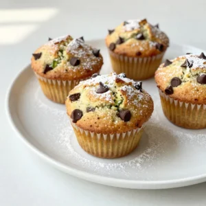 To make delicious chocolate chip zucchini muffins, gather these key ingredients: - 1 cup grated zucchini (about 1 medium zucchini) - 1 cup all-purpose flour - 1/2 cup whole wheat flour - 1/2 cup granulated sugar - 1/4 cup packed brown sugar - 1/2 cup unsweetened applesauce - 2 large eggs - 1/3 cup vegetable oil - 1 teaspoon vanilla extract - 1 teaspoon baking soda - 1/2 teaspoon baking powder - 1/4 teaspoon salt - 1 teaspoon ground cinnamon - 1 cup semi-sweet chocolate chips These ingredients blend to create a moist and flavorful muffin. The grated zucchini adds moisture and nutrition, while the chocolate chips give a sweet surprise in every bite. The mix of flours helps balance texture and flavor, making these muffins both hearty and soft. Make sure to measure carefully for the best results. Each ingredient plays a role in the final taste and texture. The applesauce keeps the muffins moist without adding extra fat. You can taste the cinnamon, which brings warmth and spice to the muffins. Use fresh ingredients for the best flavor. This recipe makes about 12 muffins, perfect for sharing or enjoying throughout the week. {{ingredient_image_2}} First, set your oven to 350&deg;F (175&deg;C). This prepares it for baking. The right temperature helps the muffins rise and bake evenly. Next, grab your muffin tin. You can line it with paper liners or spray it lightly with cooking spray. This step stops the muffins from sticking. In a large bowl, mix the grated zucchini, unsweetened applesauce, eggs, vegetable oil, and vanilla extract. Use a whisk to blend until smooth. This mix adds moisture and flavor to the muffins. In another bowl, whisk together the all-purpose flour, whole wheat flour, granulated sugar, brown sugar, baking soda, baking powder, salt, and cinnamon. This helps blend the dry ingredients evenly. Gently fold the dry ingredients into the wet mixture using a spatula. Mix until just combined. Remember, lumps are okay! Overmixing makes the muffins tough. Now, use a spoon or ice cream scoop to fill each muffin cup about two-thirds full. This gives the muffins space to rise while baking. Place the muffin tin in the oven. Bake for 18-20 minutes. To check if they are done, insert a toothpick. It should come out clean or with a few moist crumbs. Once baked, take the muffin tin out of the oven. Let the muffins cool in the pan for about 5 minutes. Then, move them to a wire rack to cool completely. Enjoy your delicious chocolate chip zucchini muffins! To grate zucchini, start with a clean, medium-sized zucchini. Use a box grater or a food processor. Choose the large holes on the grater for thin strips. Grate until you reach the end. Be careful of your fingers! After grating, place the zucchini in a clean towel. Squeeze out the extra water. This step helps keep your muffins from being soggy. When mixing your batter, be gentle. Stir the wet and dry ingredients together until just combined. You want a few lumps, not a smooth mix. Overmixing can make your muffins tough. Remember, it&rsquo;s okay if the batter looks a bit uneven. The goal is to keep it light and fluffy. To check if your muffins are done, use a toothpick. Insert it into the center of a muffin. If it comes out clean or with a few moist crumbs, they&rsquo;re ready. If it has wet batter, bake for a few more minutes. Remember, every oven is different. Keep an eye on them! For a lovely finish, serve your muffins warm. A light dusting of powdered sugar adds sweetness. You can also enjoy them with cream cheese spread for extra flavor. Arrange your muffins on a pretty plate. This makes them look even more inviting! Pro Tips Use Fresh Zucchini: Make sure to use fresh zucchini for the best flavor and moisture. Older zucchini can be more bitter and less juicy. Extra Chocolate Chips: For an even richer chocolate flavor, consider adding a few extra chocolate chips on top of the batter before baking. Check Doneness Carefully: Since ovens can vary, start checking your muffins a few minutes earlier than the suggested baking time to prevent overbaking. Freeze for Later: These muffins freeze well! Store them in an airtight container in the freezer for up to 3 months for a quick snack anytime. {{image_4}} You can add nuts to your muffins for a pleasant crunch. Chopped walnuts or pecans work great. Use about 1/2 cup of nuts. Mix them in when you add the chocolate chips. This adds flavor and texture. If you prefer fewer chocolate chips, reduce them by a handful. Nuts bring healthy fats, too! Different sweeteners change the taste of your muffins. You can use honey, maple syrup, or coconut sugar instead of granulated sugar. If you use liquid sweeteners, reduce the oil a bit. Stick to a 1/4 cup of liquid sweetener. This keeps the batter balanced. Each sweetener adds a unique flavor, so feel free to experiment! Make your muffins gluten-free by using gluten-free flour. Many blends work well for this recipe. You can use a 1:1 ratio, so use the same amount as regular flour. Just ensure that your baking soda and baking powder are also gluten-free. This way, everyone can enjoy these yummy treats! Spices can add warmth and depth to your muffins. Try adding 1/2 teaspoon of nutmeg or ginger for a new twist. You can also add a splash of almond or orange extract for extra flavor. These small changes can make your muffins even more special. Do not be afraid to mix and match flavors! To keep your chocolate chip zucchini muffins fresh, store them in an airtight container. This helps keep moisture in and prevents them from drying out. You can place a paper towel inside the container to absorb excess moisture. If you plan to enjoy them within a few days, store them at room temperature. For longer storage, the fridge is a good option. Just remember, muffins can dry out faster in the fridge, so try to eat them within a week. Freezing is a great way to save your zucchini muffins. First, let them cool completely. Then, wrap each muffin in plastic wrap or foil. Place the wrapped muffins in a freezer-safe bag or container. This will keep them fresh for up to three months. When you're ready to enjoy one, just take it out and let it thaw on the counter. You can also warm it in the microwave for a few seconds. Reheating your muffins can bring back their fresh-baked taste. You can use the microwave for a quick fix. Heat one muffin for about 10 to 15 seconds. If you want a crispier texture, use your oven. Preheat it to 350&deg;F (175&deg;C) and place the muffin on a baking sheet. Heat for about 5 to 7 minutes. This method will keep the outside nice and soft while warming the inside. Enjoy your muffin just like it was fresh out of the oven! Yes, you can use frozen zucchini. Just thaw it first. Make sure to drain any extra water. This keeps your muffins from being too wet. Frozen zucchini still has great flavor and works well in the recipe. You can use applesauce or mashed bananas as an egg substitute. Use 1/4 cup of either for each egg. This keeps the muffins moist and adds natural sweetness. Flaxseed meal mixed with water is another option. Mix 1 tablespoon of flaxseed with 2.5 tablespoons of water as one egg. These muffins last about 3 to 5 days at room temperature. Store them in an airtight container to keep them fresh. For longer storage, you can freeze them for up to three months. Just thaw them on the counter when you're ready to eat. Absolutely! You can add nuts like walnuts or pecans for crunch. Dried fruits like raisins or cranberries also work well. If you love coconut, feel free to toss in some shredded coconut. Adjust the amount of chocolate chips if you want to include these extras. This blog post covered how to make delicious zucchini muffins. We looked at the key ingredients, detailed steps to bake them, and shared tips for success. You can try fun variations and learn the best storage methods. In the end, these muffins are not just tasty; they are simple to make. Enjoy baking and experimenting with flavors. You&rsquo;ll be glad you did!