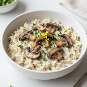 - 1 cup Arborio rice - 2 cups mixed mushrooms (cremini, shiitake, and oyster), sliced thinly - 1 small onion, finely chopped - 2 cloves garlic, minced - 1/2 cup heavy cream - 1/2 cup freshly grated Parmesan cheese (optional, for garnish) I love using Arborio rice for risotto. Its starchy nature gives that creamy texture we all crave. The rice absorbs flavors well and stays a bit al dente. For the mushrooms, I use a mix of cremini, shiitake, and oyster. Each type adds its own unique taste and texture. Onion and garlic are must-haves in my kitchen. They form a solid base of flavor. Adding heavy cream makes the risotto rich and smooth. If you want to elevate the dish, freshly grated Parmesan cheese is fantastic on top. - 2 tablespoons olive oil - 2 tablespoons unsalted butter - Salt and freshly cracked black pepper to taste - Fresh parsley, finely chopped, for garnish - Zest of 1 lemon for brightness I use olive oil and butter for cooking. The mix gives a nice depth to the dish. Season with salt and black pepper to bring out the flavors. For garnish, I love adding fresh parsley. It adds color and freshness. A sprinkle of lemon zest brightens up the dish, making each bite pop. With these ingredients, you will create a creamy mushroom risotto that&rsquo;s both comforting and easy to make. Each component plays a key role, ensuring the dish is full of flavor and texture. {{ingredient_image_2}} Keeping the broth warm is key. It helps the rice cook evenly. If the broth is cold, the rice will not absorb it well. I recommend using vegetable broth for a rich flavor that complements the mushrooms. You can also use chicken broth if you prefer. Start by heating olive oil and butter in a large skillet. Add the finely chopped onion and minced garlic. Cook them for about 3 to 4 minutes until they are soft and fragrant. This base adds a great depth of flavor. Next, add the sliced mushrooms. Saut&eacute; them for around 5 to 7 minutes. You want them to turn golden brown and tender. Don't forget to season them with salt and pepper to enhance their taste. Now it&rsquo;s time to toast the rice. Stir in the Arborio rice and coat each grain well. Cook it for about 2 minutes. You will notice the edges turning slightly translucent. This step adds a nice nutty flavor. Begin adding the warm vegetable broth one ladle at a time. Keep stirring the rice as you add the broth. Wait until the liquid is almost gone before adding more. This should take about 18 to 20 minutes. The rice should be al dente and creamy when done. To make your risotto creamy, stirring is key. As you cook, keep stirring the rice. This helps release starch, which thickens the dish. Make sure to stir slowly and gently. This way, you won't break the rice grains. Liquid absorption is also crucial. Add broth one ladle at a time. Wait until most of the liquid is absorbed before adding more. This keeps the rice moist and helps create that creamy texture you want. To elevate the flavor, adjust your seasonings. A pinch of salt and fresh black pepper goes a long way. You can also add fresh herbs like thyme or rosemary for extra depth. If you're feeling adventurous, consider optional add-ins. Ingredients like peas, spinach, or sun-dried tomatoes can enhance your risotto. You can even add cooked chicken or shrimp for a heartier meal. Pro Tips Use Fresh Ingredients: Opt for fresh, seasonal mushrooms and herbs to elevate the flavor profile of your risotto. Stir Constantly: Continuous stirring helps release the starch from the rice, creating that signature creamy texture. Experiment with Broth: Try using homemade vegetable broth for a richer taste or add a splash of white wine for depth of flavor. Perfect Consistency: Adjust the amount of broth added based on your desired consistency; for a thicker risotto, use less broth. {{image_4}} You can change up the mushrooms in your risotto. Feel free to mix and match. You can use: - Cremini mushrooms - Shiitake mushrooms - Oyster mushrooms - Portobello mushrooms Each type brings its unique flavor. Try seasonal mushrooms for a fun twist. For example, chanterelles or morels add a gourmet touch. These mushrooms can make your dish special and exciting. If you want to make a vegan risotto, swap the heavy cream with full-fat coconut milk. It gives a rich, creamy texture. For a gluten-free dish, ensure your broth is gluten-free. Arborio rice is naturally gluten-free, so you are good there! Feel free to adjust these variations to suit your needs. This way, you can enjoy creamy mushroom risotto, no matter your diet. To keep your risotto fresh, store it in the fridge. Use an airtight container. This helps prevent it from drying out. Place it in the fridge within two hours of cooking. This keeps harmful bacteria at bay. The risotto lasts for up to three days in the fridge. To reheat risotto, use the stovetop or microwave. If using the stovetop, add a splash of broth. Stir gently over low heat until warm. This keeps it creamy. If you use the microwave, heat in short bursts. Stir between intervals to avoid hot spots. Always check if it's warm throughout. Avoid high heat to keep the risotto from overcooking. The goal is to enjoy your creamy mushroom risotto just as much as the first time! The best rice for risotto is Arborio rice. This short-grain rice has a high starch content. It absorbs liquid well and releases starch when cooked. This gives risotto its creamy texture. Arborio rice stays firm and chewy, which is perfect for this dish. If you cannot find Arborio, you can use Carnaroli or Vialone Nano. These also have great qualities for creamy risotto. Yes, you can make risotto without cream. To keep it creamy, use a few alternatives. You can add more broth or use coconut milk. Adding a splash of white wine enhances the flavor too. Nutritional yeast is a great vegan option for a cheesy taste. You can also blend some cooked cauliflower to create a creamy texture without dairy. Risotto lasts about 3 to 4 days in the fridge. Store it in an airtight container to keep it fresh. Always let it cool before sealing. When you reheat it, add a bit of broth or water. This keeps it from drying out. If you notice any off smells or colors, it&rsquo;s safer to toss it out. Always trust your senses when it comes to food safety. In this post, we explored how to make delicious risotto with mushrooms. We covered main ingredients, seasoning, and step-by-step instructions. I shared tips for a creamy texture and tasty variations. Remember to store leftovers properly and enjoy reheating them without losing flavor. Making risotto is easy and fun! With these techniques, you can impress anyone at your dinner table. Cook with joy and creativity, and your risotto will shine!