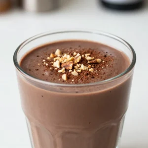To make a tasty Chocolate Peanut Butter Protein Smoothie, you need just a few simple items. Here&rsquo;s what you&rsquo;ll need: - Ripe banana - 1 tablespoon natural peanut butter - 1 tablespoon unsweetened cocoa powder - 1 scoop chocolate protein powder - 1 cup unsweetened almond milk - 1 tablespoon honey or maple syrup (optional) - A pinch of sea salt - Ice cubes (optional) Each ingredient plays a special role in this recipe. The ripe banana adds natural sweetness and creaminess. Natural peanut butter gives protein and a rich flavor. Unsweetened cocoa powder adds that delightful chocolate taste without extra sugar. For protein, the chocolate protein powder boosts your smoothie. Unsweetened almond milk keeps it light and smooth. If you want it sweeter, add honey or maple syrup. The sea salt enhances all the flavors. Finally, ice cubes can help create a thicker texture if you like it that way. With these ingredients, you&rsquo;ll make a smoothie that tastes great and is good for you! {{ingredient_image_2}} Start by peeling your ripe banana. Place it in your blender along with one tablespoon of natural peanut butter. Add one tablespoon of unsweetened cocoa powder and one scoop of chocolate protein powder. Choose either plant-based or whey protein based on your taste. Next, pour in one cup of unsweetened almond milk. If you like your smoothie sweeter, now is the time to add honey or maple syrup. Just one tablespoon will do. To enhance the flavor, sprinkle in a pinch of sea salt. This will bring out the rich chocolate and peanut butter taste. Secure the lid on your blender. Blend everything on high speed until you get a smooth texture. If you want a thicker smoothie, add some ice cubes. Blend again until the ice is crushed and mixed well. After blending, taste your smoothie. If it needs more sweetness, add a bit more honey or maple syrup. If it feels too thick, pour in a little more milk. Adjust it until you love the taste and texture. Pour the smoothie into a glass and enjoy it right away. You can show it off in a clear glass to highlight the rich chocolate color. For a fun touch, sprinkle some cocoa powder or crushed nuts on top. - Choosing the right protein powder Pick a protein powder that suits your taste. Whey gives a creamy texture, while plant-based options offer a lighter feel. Both can add a rich chocolate taste. Check labels for added sugars or artificial flavors. - Importance of ripe bananas A ripe banana is key for sweetness and creaminess. Look for bananas with brown spots. They blend well and enhance flavor without extra sugar. - How to adjust creaminess and sweetness For creaminess, add more almond milk or a few ice cubes. Blend until smooth. If you want it sweeter, mix in honey or maple syrup. Taste your smoothie and adjust to your liking. Pro Tips Ripe Banana Magic: Use a ripe banana for the best sweetness and creaminess in your smoothie. The more spots on the banana, the sweeter it will be! Protein Power: Choose a protein powder that you enjoy and fits your dietary needs, whether it's plant-based or whey, to make this smoothie truly satisfying. Custom Sweetness: Adjust the sweetness of your smoothie to your preference by adding honey or maple syrup gradually. Taste as you go for the perfect balance! Thick and Creamy: For a thicker smoothie, add more ice cubes or even frozen banana slices. This will give your drink a delightful texture and chill. {{image_4}} Plant-based variations You can easily make this smoothie plant-based. Use plant-based protein powder instead of whey. Almond milk is great, but try oat or soy milk too. These options keep the flavor rich and creamy. Nut-free alternatives If you avoid nuts, swap peanut butter for sun butter or soy nut butter. These spreads offer a similar taste and texture. You can also try tahini, which is made from sesame seeds. It adds a unique flavor twist. Adding greens or superfoods Boost your smoothie by adding spinach or kale. These greens blend well and add nutrients without changing the taste much. You can also include chia seeds or flaxseeds. They add fiber and omega-3s, making your smoothie even healthier. To keep your Chocolate Peanut Butter Protein Smoothie fresh, store it in an airtight container. Glass jars work well. You can keep it in the fridge for up to 24 hours. However, the sooner you drink it, the better it tastes. If you have leftovers, you can refresh them. Just shake the container or stir the smoothie. If it&rsquo;s too thick, add a splash of almond milk. The shelf life of the main ingredients varies. Ripe bananas last about 2-3 days at room temperature. Peanut butter can last months in the pantry. Cocoa powder stays fresh for years if kept dry. Almond milk should be consumed within a week after opening. A Chocolate Peanut Butter Protein Smoothie has about 350 to 400 calories. This count depends on the exact ingredients you use. If you add honey or maple syrup, the calories will be higher. You can check your protein powder's label for more precise info. Yes, you can make this smoothie without protein powder. If you skip it, the smoothie will still taste great. You might miss some protein, though. To add protein, consider using Greek yogurt or silken tofu instead. Peanut butter offers many health benefits. First, it has healthy fats that help your heart. It also has protein, which keeps you full. Peanut butter is rich in vitamins and minerals, too. It can help maintain your energy levels throughout the day. To make your smoothie vegan, simply choose a plant-based protein powder. Use almond milk or another plant milk instead of dairy. Skip honey and use maple syrup for sweetness. This way, you keep all the flavors and stay vegan! This blog post covered a tasty Chocolate Peanut Butter Protein Smoothie. We explored the simple ingredients needed, like ripe bananas and natural peanut butter. You learned the easy steps to prepare it and tips for making it just right. Keep your smoothie fresh with proper storage methods. Try different variations to suit your needs. Remember, smoothies can be fun and healthy, fitting your diet and taste. Enjoy blending and experimenting with your own creations!