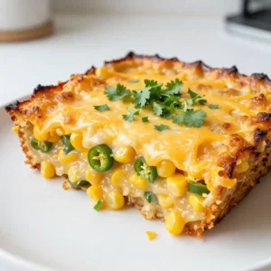 - 2 cans (15 oz each) sweet corn, drained - 1 can (15 oz) creamed corn - 1 cup sharp cheddar cheese, freshly shredded - 2 jalape&ntilde;os, finely diced (seeds removed for a milder flavor, if preferred) - 1 cup whole milk - 1/2 cup unsalted butter, melted and slightly cooled - 1/2 cup cornmeal - 1/2 cup all-purpose flour - 1 tablespoon baking powder - 1 teaspoon salt - 1/2 teaspoon freshly ground black pepper - 2 large eggs, beaten - Fresh cilantro - Sour cream or Greek yogurt This casserole needs a mix of sweet and savory. The sweet corn gives a nice base, while the creamed corn adds creaminess. Sharp cheddar cheese melts beautifully, making every bite cheesy and rich. Jalape&ntilde;os bring a spicy kick. If you want it mild, just remove the seeds. The whole milk, butter, cornmeal, flour, and eggs bind everything together. For garnishes, fresh cilantro adds a burst of color and flavor. A dollop of sour cream or Greek yogurt helps balance the heat and adds creaminess. These simple ingredients make a cozy dish that everyone will love. {{ingredient_image_2}} 1. Preheat your oven to 350&deg;F (175&deg;C). This helps the casserole cook evenly. 2. Lightly grease a 9x13-inch baking dish with cooking spray or butter. This keeps the casserole from sticking. 1. In a large bowl, combine the drained sweet corn, creamed corn, and finely diced jalape&ntilde;os. Mix them well and set aside. 2. In another bowl, whisk together the melted butter, whole milk, and beaten eggs. This mixture should be smooth and well combined. 3. In a third bowl, blend the cornmeal, all-purpose flour, baking powder, salt, and black pepper. Whisk these dry ingredients until no lumps remain. 1. Gradually pour the wet mixture into the corn mixture. Stir gently until combined. 2. Slowly add the dry mixture into the corn mixture. Stir until just combined. Then fold in the sharp cheddar cheese for extra flavor. 3. Pour the combined mixture into the prepared baking dish. Smooth it out evenly with a spatula. 4. Bake in the preheated oven for 45-50 minutes. The casserole is done when the top is golden brown. A toothpick inserted in the center should come out clean. 5. After baking, let the casserole cool for 10-15 minutes. This helps it set and makes cutting easier. To ensure even cooking, mix all ingredients well. This helps every bite taste the same. Bake in a preheated oven at 350&deg;F for 45-50 minutes. Check for doneness by inserting a toothpick in the center. If it comes out clean, the casserole is ready. Adjusting spice levels is easy with jalape&ntilde;os. For a milder dish, remove the seeds before chopping. If you love heat, keep them in! You can also add more cheese. Try pepper jack or mozzarella for a fun twist. Pair this casserole with simple sides. A fresh green salad or grilled veggies work well. For presentation, cut the casserole into rustic squares. Garnish with chopped cilantro for color. A dollop of sour cream or Greek yogurt adds creaminess and balances the spice. Pro Tips Fresh Ingredients: Use fresh jalape&ntilde;os for a more vibrant flavor. If you prefer a milder dish, remove the seeds and membranes before dicing. Cheese Selection: Opt for a sharp cheddar cheese for a more pronounced flavor. You can also mix in other cheeses, such as pepper jack, for an extra kick. Texture Variation: For added texture, consider folding in some cooked and crumbled bacon or saut&eacute;ed onions into the mixture before baking. Serving Suggestions: Serve with a dollop of sour cream or Greek yogurt on top, and a sprinkle of fresh cilantro for a refreshing contrast. {{image_4}} You can change the cheese to suit your taste. Try Monterey Jack or Pepper Jack for a different flavor. They melt well and add a nice creaminess. You can also add veggies, like bell peppers or onions. Diced bell peppers add sweetness and color. Onions give a nice flavor boost. If you need gluten-free options, use gluten-free flour instead of regular flour. This keeps the dish tasty without gluten. For a dairy-free version, swap the milk and cheese with plant-based alternatives. Almond milk and dairy-free cheese work well. This way, everyone can enjoy the casserole! For a Mexican twist, add spices like cumin or chili powder. These spices bring warmth and depth. You can also stir in black beans for added protein. For a Southwestern flair, try adding corn salsa or roasted red peppers. These ingredients enhance the flavor and make the dish exciting. To keep your jalape&ntilde;o cheddar corn casserole fresh, let it cool first. Then, place it in the fridge. Use an airtight container for the best results. This method keeps the casserole moist and tasty. You can enjoy it for up to four days. To reheat in the oven, preheat it to 350&deg;F (175&deg;C). Place the casserole in a baking dish and cover it with foil. Heat it for about 20 to 30 minutes. This method keeps the texture nice. You can also use a microwave to reheat. Just place a portion on a microwave-safe plate. Heat it in 30-second intervals until warm. Stir in between for even heating. If you want to freeze the casserole, let it cool completely first. Cut it into single portions for easier thawing. Wrap each piece in plastic wrap, then place it in a freezer-safe bag. This helps to prevent freezer burn. It can stay frozen for up to three months. To thaw, place it in the fridge overnight. You can reheat it in the oven or microwave afterward. Enjoy your casserole later without losing flavor! Can I use frozen corn instead of canned? Yes, you can use frozen corn. Just thaw and drain it first. Frozen corn can add a fresh taste to the casserole. Make sure it is well-drained to avoid excess moisture. How can I make it spicier? To add heat, leave the seeds in the jalape&ntilde;os. You can also add more jalape&ntilde;os or use a hotter pepper, like serrano. For an extra kick, sprinkle in some cayenne pepper or hot sauce. What to do if it&rsquo;s too dry? If your casserole is too dry, try adding more milk or butter next time. You can also add a bit of sour cream for creaminess. Cover it with foil while baking to keep in moisture. How to adjust cooking time for different ovens? Each oven is different. If your casserole isn&rsquo;t done in 50 minutes, check it every 5 minutes after. Use a toothpick to test. If it comes out clean, your casserole is ready. How many servings does this recipe yield? This recipe makes 8 to 10 servings. It&rsquo;s perfect for sharing at gatherings or family dinners. You can also enjoy it as leftovers! Can I halve or double the recipe? Yes, you can halve or double the recipe easily. Just adjust the ingredients accordingly. Use a smaller dish for half, and a larger one for double. Keep an eye on cooking time if you change the size. This blog post covered key ingredients for a great dish, including corn and cheeses. You learned the steps to prepare, mix, and bake. I also shared tips for flavor and serving. Variations allow you to customize your meal easily. Finally, I provided storage info and answered common questions. Now, you have the tools to make this dish your own. Enjoy the process and make it delicious!