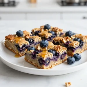 - 2 cups rolled oats - 1 cup fresh blueberries (or frozen, thawed) - 1/4 cup honey or maple syrup - 1/2 cup almond butter (or any nut butter of your choice) - 1/2 teaspoon vanilla extract - 1/2 teaspoon baking powder - 1/4 teaspoon salt - 1/2 teaspoon ground cinnamon - 1/4 cup chopped nuts (such as walnuts or almonds) - 1/4 cup chocolate chips or your favorite dried fruits When making blueberry oat breakfast bars, I love using simple ingredients. The rolled oats form the base. They provide fiber and keep you full. I use fresh blueberries for a pop of flavor. If they're not in season, frozen works well too. Honey or maple syrup adds sweetness without being too much. Almond butter gives the bars a rich, nutty taste. If you want to switch it up, any nut butter works. I add vanilla extract for warmth. Baking powder helps the bars rise just a bit. A pinch of salt brings out all the flavors, while ground cinnamon adds a lovely spice. For a fun twist, you can include chopped nuts. Walnuts or almonds add crunch. If you&rsquo;re feeling indulgent, chocolate chips or dried fruits work wonders too. They make these bars even more special. These ingredients come together to create a tasty and nutritious breakfast or snack. {{ingredient_image_2}} - Preheat your oven to 350&deg;F (175&deg;C). - Prepare an 8x8 inch baking dish with parchment paper. Start by heating your oven. This step helps the bars bake evenly. Line the baking dish with parchment paper. This makes it easy to lift the bars out later. - Combine rolled oats, baking powder, salt, and cinnamon. In a large bowl, mix the dry ingredients. Use a whisk to blend the oats, baking powder, salt, and cinnamon well. This step ensures every bite has the same great flavor. - Whisk together almond butter, honey (or maple syrup), and vanilla extract. In a separate bowl, combine the wet ingredients. Whisk the almond butter, honey, and vanilla until smooth. This mixture will add moisture and sweetness to the bars. - Stir together wet and dry mixtures until just combined. Pour the wet mixture into the dry bowl. Use a spatula to gently stir until everything is combined. Don't overmix; some lumps are okay. - Fold in blueberries and chopped nuts, plus optional chocolate chips or dried fruits. Now it&rsquo;s time to add the fun stuff! Gently fold in the blueberries and nuts. If you like, toss in chocolate chips or dried fruits. This adds extra flavor and texture to your bars. - Transfer to baking dish and bake for 20-25 minutes until golden brown. Spread the mixture in the prepared dish. Press it down firmly to pack it tight. Now, place it in the oven. Bake for about 20 to 25 minutes. Look for a golden-brown edge to know they are ready. - Cool in pan, then on wire rack before cutting into squares. Once baked, take the dish out of the oven. Let it cool in the pan for about 10 minutes. Use the parchment paper to lift the bars out. Place them on a wire rack to cool completely. Once cool, cut into squares. Enjoy your delicious blueberry oat breakfast bars! To make the best blueberry oat breakfast bars, focus on consistency. You want a thick mixture that holds together well. If it feels too dry, add a splash of water or milk. If it's too wet, add a bit more oats. Packing the mixture tightly is key. Use a spatula or your hands to press it down hard in the baking dish. This helps the bars hold their shape after baking. If you want to switch nut butter, try peanut or cashew butter. Each adds a unique flavor. For sweeteners, honey or maple syrup works great, but you can also use agave syrup or brown sugar. These bars taste amazing with yogurt or fresh fruit. Top them with a dollop of yogurt or slice up bananas for extra goodness. For fun toppings, consider adding a sprinkle of cinnamon or some chopped nuts. These little touches make your bars even better! Pro Tips Use Fresh Ingredients: Whenever possible, opt for fresh blueberries and high-quality nut butter to enhance the flavor and nutrition of your bars. Customize Your Nuts: Feel free to experiment with different nuts or seeds to find your perfect combination. Each type adds a unique flavor and texture. Storage Tips: Store the bars in an airtight container in the fridge for up to a week, or freeze them for longer shelf life. Just make sure to separate them with parchment paper. Make It Your Own: Add spices like nutmeg or cardamom for extra flavor, or include protein powder to boost the nutritional value of your breakfast bars. {{image_4}} You can easily change the fruit in these bars. Try using strawberries, raspberries, or apples. Each fruit adds its unique taste and texture. Strawberries bring a sweet, juicy punch. Raspberries offer a tart contrast. Apples give a nice crunch. Just chop them up and fold them in as you would with blueberries. Want to spice things up? Add some nutmeg or ginger to your mix. A little nutmeg adds warmth, while ginger gives a zesty kick. Both enhance the flavor without being overpowering. You can also mix in protein powder for a boost. This is great if you want a filling breakfast or snack. If you need nut-free bars, substitute almond butter with sunflower seed butter or pumpkin seed butter. Both are great choices that still give a creamy texture. For sweeteners, use agave syrup or date syrup instead of honey. These options keep the bars tasty and suitable for vegan diets. To keep your blueberry oat breakfast bars fresh, store them in an airtight container. Make sure the container is sealed well. This helps prevent moisture from getting in. It also keeps the bars from drying out. You can place parchment paper between layers to avoid sticking. If you want to save the bars for later, freezing is a great option. Cut the bars into squares first. Wrap each square tightly in plastic wrap. Then place the wrapped bars in a freezer-safe bag. This way, they stay fresh for up to three months. When you're ready to eat, thaw them in the fridge overnight. You can also use the microwave for a quick thaw. At room temperature, the bars stay fresh for about three days. If you place them in the fridge, they can last up to a week. Keeping them in the fridge helps them stay moist and tasty. Just remember to use an airtight container, so they don&rsquo;t absorb any odors from the fridge. Yes, you can use frozen blueberries. They work well in this recipe. Just thaw them first. Frozen blueberries can make the bars a bit moister. You might notice a slight change in texture, but the flavor stays great. To make these bars gluten-free, use certified gluten-free oats. You can swap the almond butter for sunflower seed butter to avoid nuts. Maple syrup is a safe sweetener too. Always check labels on ingredients for hidden gluten. These bars are packed with nutrients. They provide fiber from oats and antioxidants from blueberries. Each bar has about 150 calories, depending on your ingredients. The healthy fats from nut butter help keep you full longer. They make a great breakfast or snack. Yes, you can easily adjust the recipe. To make fewer bars, cut the ingredients in half. Use a smaller baking dish, like a 6x6 inch one. Keep an eye on the baking time; it may be less than the full recipe. Check for a golden brown edge. You can also insert a toothpick; it should come out clean. If the bars look soft in the middle, they need more time. Bake them a few extra minutes if needed. These homemade bars are simple and tasty. We started with oats, blueberries, and nut butter, then added some spices and optional extras. Baking them takes just 20-25 minutes. Remember, you can customize these bars with different fruits or nuts. Whether you enjoy them as a snack or breakfast, they will not disappoint. Good luck making your perfect batch!