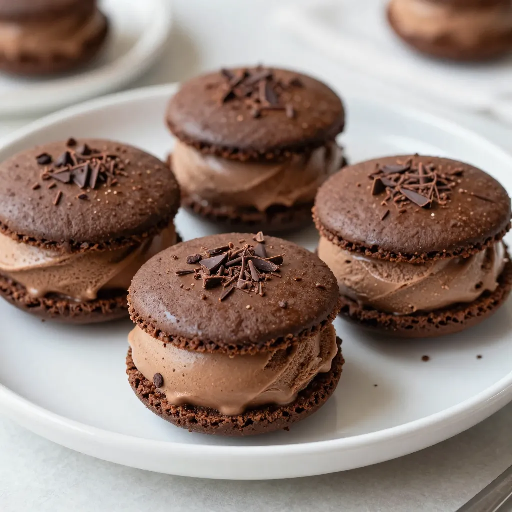 - 1 cup all-purpose flour - 1/2 cup unsweetened cocoa powder - 1/2 teaspoon baking soda - 1/4 teaspoon salt - 1/2 cup unsalted butter, softened - 1/2 cup granulated sugar - 1/2 cup brown sugar - 1 large egg - 1 teaspoon pure vanilla extract - 1 tablespoon instant espresso powder - 1 pint of coffee or mocha ice cream - Dark chocolate shavings (optional) You need simple ingredients to make mocha ice cream sandwiches. The flour and cocoa powder create a rich cookie base. Baking soda and salt help the cookies rise and balance sweetness. Butter adds creaminess, while granulated and brown sugars give depth and flavor. The egg binds the dough together, making it soft. Vanilla extract enhances the taste, while espresso powder boosts the coffee flavor. Finally, you’ll need coffee or mocha ice cream for the filling. Dark chocolate shavings are a fun, optional touch. These ingredients come together to create a delightful treat that’s easy and fun to make at home. {{ingredient_image_2}} 1. Preheat your oven to 350°F (175°C). This is key for perfect cookies. 2. Line a baking sheet with parchment paper. This helps cookies not stick. 3. In a bowl, whisk together: - 1 cup all-purpose flour - 1/2 cup unsweetened cocoa powder - 1/2 teaspoon baking soda - 1/4 teaspoon salt Set this mix aside. 4. In a large bowl, beat together: - 1/2 cup unsalted butter (softened) - 1/2 cup granulated sugar - 1/2 cup brown sugar (packed) Mix until fluffy and light in color. 5. Add: - 1 large egg - 1 teaspoon pure vanilla extract - 1 tablespoon instant espresso powder Mix until well combined. 6. Slowly add the dry ingredients to the wet mix. Stir gently until combined. 1. Use a tablespoon or cookie scoop to drop dough onto the prepared sheet. Leave about 2 inches between each scoop. 2. Bake for 10-12 minutes. The edges should be set, and centers soft. 3. Let cookies rest for 5 minutes on the sheet. Then, transfer them to a wire rack to cool fully. 4. Once cool, take one cookie and place a scoop of coffee or mocha ice cream on its flat side. 5. Press another cookie on top to form a sandwich. Repeat with the rest. 1. If you like, roll the edges of each sandwich in dark chocolate shavings. 2. Place the sandwiches in the freezer for at least 30 minutes. This makes them firm and ready to enjoy. How to avoid overmixing dough: To prevent tough cookies, mix your dough just until it comes together. After adding the dry mix, stop as soon as you no longer see flour. This keeps your cookies soft and chewy. Best practices for cookie spacing: When scooping dough onto your baking sheet, leave about 2 inches between each scoop. This space allows the cookies to spread without merging. Proper spacing gives each cookie room to bake evenly. Presentation ideas for serving: Serve your mocha ice cream sandwiches on a chilled plate. You can sprinkle cocoa powder or dark chocolate shavings on top. This adds visual flair and makes the dish more tempting. Ideal occasions for mocha ice cream sandwiches: These sandwiches are perfect for sunny days or summer parties. They also shine at birthday celebrations or holiday events. Their rich taste appeals to both kids and adults, making them a crowd favorite. Adding spices or extracts for extra flavor: For a unique twist, try adding a pinch of cinnamon or a dash of almond extract to your dough. These small additions can elevate your cookies and enhance the mocha flavor. Tips for using different ice cream flavors: While coffee or mocha ice cream is delicious, don’t hesitate to experiment. Vanilla or chocolate ice cream also works well. You can mix and match to create your favorite flavor combinations. Pro Tips Chill Your Dough: Before baking, chill the cookie dough for about 30 minutes. This helps prevent the cookies from spreading too much and ensures a thicker, chewier texture. Use Quality Ice Cream: For the best flavor, opt for high-quality coffee or mocha ice cream. The taste of the ice cream will significantly influence the overall deliciousness of the sandwiches. Experiment with Flavors: Try using different flavors of ice cream, such as vanilla or chocolate, to customize your sandwiches. You can also add mix-ins like nuts or chocolate chips to the cookie dough for added texture. Serve Cold: To enjoy the sandwiches at their best, serve them straight from the freezer. This keeps the ice cream firm and makes for a delightful contrast with the soft cookies. {{image_4}} You can change up the flavor of your mocha ice cream sandwiches easily. If you want a milder taste, swap coffee ice cream for vanilla or chocolate. Both options pair well with the rich cookies. You can also try using flavored cookies. Peppermint or hazelnut cookies can add a fun twist. These small changes can make your treats feel new and exciting. If you have dietary needs, you can still enjoy these sandwiches. For a gluten-free version, use almond or coconut flour instead of all-purpose flour. This keeps the cookies soft and tasty. If you're vegan, replace the butter with coconut oil and the egg with a flax egg. Just mix one tablespoon of ground flaxseed with three tablespoons of water. Let it sit for a few minutes until it thickens. These simple swaps will help you create a delightful treat for everyone. You can make these sandwiches special for holidays or seasons. For winter, try adding peppermint or gingerbread flavors. Consider festive toppings like crushed candy canes or colorful sprinkles. In summer, add fresh fruit like strawberries or raspberries into the ice cream. You can also top your sandwiches with whipped cream or a drizzle of chocolate sauce. These seasonal ideas will keep your mocha ice cream sandwiches fun and fresh all year long! To keep your mocha ice cream sandwiches fresh, wrap each one in plastic. Place them in a freezer-safe bag or container. This prevents freezer burn and keeps them tasty. You can enjoy these sandwiches for up to two weeks. After that, the texture may change. Store your baked cookies in an airtight container. This keeps them soft and fresh. If you want to make cookies ahead of time, they can last up to a week. For the ice cream, keep it in its original container or a sturdy freezer-safe tub. This helps maintain its creamy texture. If your sandwiches become too soft, you can revive them. Simply place them in the freezer for about 15 minutes. This will make them firm again and ready for serving. Enjoy the rich taste and texture! How long do mocha ice cream sandwiches last? Mocha ice cream sandwiches can last about one week in the freezer. Make sure to wrap them well in plastic wrap or store them in an airtight container. This keeps them fresh and prevents freezer burn. Can I make the cookies ahead of time? Yes, you can make the cookies a day or two ahead. Just store them in an airtight container at room temperature. This way, you can assemble the sandwiches when you are ready. What are some good store-bought mocha ice cream options? Look for brands like Haagen-Dazs, Ben & Jerry's, or Breyers. They offer great mocha or coffee flavors. You can also find local brands that may have unique options. Can I substitute the espresso powder? Yes, you can use instant coffee instead. Just use the same amount for a similar flavor. If you want a stronger taste, add a little more. What if my dough is too dry or wet? If the dough is dry, add a teaspoon of milk to help it come together. If it’s too wet, sprinkle in a bit more flour until you reach the right consistency. What drinks pair well with mocha ice cream sandwiches? Coffee or a rich hot chocolate pairs well. If you prefer something cold, try a glass of milk or an iced coffee. These drinks enhance the mocha flavor. Can I make mini versions of these sandwiches? Absolutely! Just use a smaller scoop of dough to create mini cookies. This makes fun bite-sized treats that everyone will love. In this article, we covered how to make delicious mocha ice cream sandwiches. We outlined the ingredients, provided step-by-step instructions, and shared essential tips. You also learned about variations, storage methods, and answered common questions. Making these treats allows you to enjoy a delightful mix of flavors and textures. I encourage you to try these recipes and customize them to fit your taste. Have fun baking and enjoy your ice cream sandwiches!