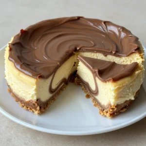 - 3 (8 oz) packages of cream cheese, softened - &frac34; cup Nutella - 1 &frac12; cups graham cracker crumbs - 3 large eggs To make a Nutella swirl cheesecake, you need a few key items. First, cream cheese gives it a rich and creamy base. Make sure it is softened to mix well. Next, we have Nutella, which adds that amazing chocolate-hazelnut flavor. Graham cracker crumbs create a crunchy crust that complements the smooth filling. Lastly, eggs help bind everything together and give the cheesecake its lovely texture. - Whipped cream - Chocolate shavings - Fresh berries While the cheesecake is tasty on its own, garnishes can make it even better. Whipped cream adds a light touch, while chocolate shavings give a fun crunch. Fresh berries bring a pop of color and a burst of freshness. You can mix and match these toppings to suit your taste or the occasion. {{ingredient_image_2}} - Setting the Temperature: Set your oven to 325&deg;F (160&deg;C). This is key for baking the cheesecake. - Importance of Preheating: Preheating helps the cheesecake bake evenly. It sets the right texture. - Mixing Ingredients: In a bowl, mix 1 &frac12; cups graham cracker crumbs, &frac12; cup melted unsalted butter, and 2 tablespoons sugar. Stir them well until the crumbs are coated. - Pressing into Springform Pan: Press the mixture firmly into the bottom of a 9-inch springform pan. This forms a solid base for your cheesecake. - Creaming the Cream Cheese: Use a hand mixer to beat 3 packages of softened cream cheese in a large bowl. Mix until fluffy and smooth. - Adding Eggs and Flavorings: Add 3 large eggs one at a time, mixing well after each. Then, mix in 1 teaspoon of vanilla extract and 1 cup of sour cream until smooth. - Layering the Batter: Pour half of the cheesecake batter onto the cooled crust. Spread it evenly with a spatula. - Creating Swirls: Spoon &frac34; cup of Nutella over the batter. Use a knife to gently swirl it in. Pour the rest of the batter on top and add dollops of Nutella. Swirl again for a pretty design. - Baking Time and Indicators: Bake your cheesecake for 55-60 minutes. It&rsquo;s done when the center is slightly jiggly but set. - Cooling Techniques: After baking, turn off the oven and crack the door. Let the cheesecake cool inside for an hour to prevent cracks. - Chilling Time: Transfer the cheesecake to the fridge and chill for at least 4 hours. Overnight is best for flavor. - Serving Instructions: Carefully remove the sides of the springform pan. Slice into wedges and serve. Enjoy every bite! Cooling Gradually To avoid cracks, let your cheesecake cool slowly. After baking, turn off the oven. Open the door a bit. Let the cheesecake sit in the warm oven for about an hour. This helps it cool without sudden changes in temperature. Oven Door Management Keep the oven door closed as much as possible while baking. Each time you open it, hot air escapes. This can lead to uneven baking and cracks. Only open the door when you need to check the cheesecake. Room Temperature Ingredients Using room temperature ingredients is key. Take your cream cheese and eggs out of the fridge ahead of time. This helps them mix better and creates a smooth batter. Mixing Techniques Mix gently but thoroughly. Use a hand mixer on medium speed. Be careful not to overmix. Mix just enough to combine the ingredients and avoid adding too much air. This will keep your cheesecake dense and creamy. Pairing with Beverages Nutella swirl cheesecake pairs well with coffee or milk. A cup of espresso brings out the chocolate flavor. For a fun twist, try it with a glass of dessert wine. Presentation Ideas Make your cheesecake look fancy! Add a dollop of whipped cream on each slice. Drizzle more Nutella on top and sprinkle with chocolate shavings. Fresh berries can add color and a tart taste. Pro Tips Use Room Temperature Ingredients: Make sure your cream cheese and eggs are at room temperature before mixing. This helps achieve a smoother batter without lumps. Don&rsquo;t Overmix: When adding the eggs, mix just until combined. Overmixing can incorporate too much air, leading to cracks in the cheesecake as it bakes. Water Bath for Moisture: For an extra creamy texture and to prevent cracks, consider baking the cheesecake in a water bath. Wrap the springform pan in foil and place it in a larger pan filled with hot water. Flavor Variations: Feel free to experiment by adding different flavors like almond or hazelnut extract to the cheesecake batter for a unique twist! {{image_4}} You can change the flavor of your Nutella swirl cheesecake easily. - Peanut Butter Swirl: Add a peanut butter swirl for a rich taste. Just spoon in some peanut butter alongside Nutella and swirl it together. This mix gives a nutty flavor that pairs well with chocolate. - Chocolate Chip Additions: Sprinkle chocolate chips into the batter. This adds fun bursts of chocolate in every bite. Use semi-sweet or dark chocolate chips based on your taste. Making this cheesecake fit your diet is simple. - Gluten-Free Options: Use gluten-free graham cracker crumbs for the crust. They taste just as good and let everyone enjoy this treat. - Reduced Sugar Swaps: For a lighter version, swap sugar for a sugar substitute. You can also use less Nutella if you want to cut back on sugar. You can enjoy this cheesecake in many ways. - Mini Cheesecakes: Make mini cheesecakes in a muffin tin. This is great for parties or when you want a small treat. Just adjust the baking time to about 20-25 minutes. - Different Pan Sizes: If you use a larger or smaller pan, adjust the baking time. A larger pan needs less time, while a smaller one may need more. Always check for that slight jiggle in the center to know when it&rsquo;s done. For the best taste, store your Nutella swirl cheesecake in the fridge. Keep it in an airtight container or cover it well with plastic wrap. This helps maintain the creaminess and flavor of the cheesecake. The shelf life in the fridge is about 5 to 7 days. After that, the taste and texture may start to decline. Always check for any signs of spoilage before serving. To freeze your cheesecake, first, let it cool completely. Wrap it tightly in plastic wrap, then in aluminum foil. This prevents freezer burn and keeps the flavors intact. You can freeze the cheesecake for up to 3 months. When you're ready to enjoy it, move it to the fridge to thaw overnight. This slow thawing helps preserve its creamy texture. Avoid using a microwave to thaw, as it can change the texture. Nutella swirl cheesecake lasts about 5 to 7 days in the fridge. To keep it fresh, store it in an airtight container. This helps prevent it from drying out or absorbing other smells from the fridge. Yes, you can make this cheesecake one or two days ahead. This gives the flavors more time to blend. Just make sure to chill it well in the fridge. Cheesecakes can crack for a few reasons. The most common cause is baking at too high a temperature. This can make the cheesecake rise too fast. Another reason is cooling too quickly. Always let the cheesecake cool slowly in the oven after baking. You can use low-fat cream cheese, but it may change the taste and texture. Low-fat cream cheese often has more water, which can make your cheesecake less rich. For the best flavor, I recommend using full-fat cream cheese. This blog post covered how to make a delicious Nutella swirl cheesecake. We discussed essential ingredients, preparation steps, and baking tips. You learned how to prevent cracks and how to adjust for different diets. We explored fun variations and storage methods. In the end, this cheesecake is simple yet impressive. Whether for a family meal or a special occasion, it will surely please everyone. Enjoy creating this tasty dessert!
