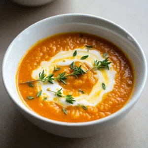 - 1 medium butternut squash, peeled, seeds removed, and cut into 1-inch cubes - 1 tablespoon extra virgin olive oil, plus extra for drizzling - 1 medium onion, finely diced - 2 cloves garlic, minced - 1 teaspoon ground ginger - 1/2 teaspoon ground cinnamon - Sea salt - Freshly cracked black pepper - 4 cups vegetable broth (homemade or store-bought) - 1 cup creamy coconut milk When making roasted butternut squash soup, choosing the right ingredients is key. The butternut squash gives the soup its creamy texture and sweet flavor. I always peel and cube the squash to help it roast well. The olive oil adds a rich taste and helps the squash caramelize perfectly. Onions and garlic bring depth to the soup. I use a medium onion for the right balance of flavor. Fresh garlic adds a punch that complements the sweetness of the squash. Spices like ground ginger and cinnamon bring warmth and a hint of sweetness. I love adding just the right amount of sea salt and freshly cracked black pepper to enhance all the flavors. For the soup's base, I use vegetable broth. It adds richness without overpowering the squash. Lastly, coconut milk gives it a creamy finish, making each bite delightful. Gather these ingredients, and you'll be ready to make a comforting bowl of roasted butternut squash soup! {{ingredient_image_2}} - Preheat the oven to 400&deg;F (200&deg;C). - Peel the butternut squash, remove the seeds, and cut it into 1-inch cubes. - In a bowl, drizzle the cubes with 1 tablespoon of olive oil. Toss to coat. - Season the squash with sea salt and black pepper. - Arrange the seasoned squash on a large baking sheet in a single layer. - Roast in the oven for 25-30 minutes. Flip the cubes halfway through. - The squash should be tender and lightly caramelized when done. - In a large pot, heat 1 tablespoon of olive oil over medium heat. - Add the finely diced onion and saut&eacute; for about 5 minutes. It should be soft and fragrant. - Next, add minced garlic, ground ginger, and ground cinnamon. Stir for an additional minute. - Once the squash is roasted, carefully transfer it to the pot with the onion mix. - Pour in 4 cups of vegetable broth and stir to combine. - Bring the mixture to a gentle simmer for about 10 minutes. - Use an immersion blender to blend the soup until smooth. You can also use a countertop blender in batches. - Stir in 1 cup of coconut milk. Adjust texture and seasoning as needed. - Return the pot to low heat to warm through before serving. To get the best texture for your soup, I recommend using an immersion blender. It blends the soup right in the pot. This method cuts down on dishes and is less messy. If you prefer a countertop blender, that works too. Just be careful when transferring hot soup. You may need to blend it in batches. For the soup's thickness, you can adjust it by adding coconut milk. If you like it thicker, add less milk. If you prefer it thinner, add more. Coconut milk gives a creamy feel and adds a touch of sweetness. To boost the flavor, try adding fresh herbs or spices. Fresh thyme or parsley adds a nice touch. You can also add a pinch of nutmeg or cayenne for extra warmth. These simple additions can make your soup shine. Balancing flavors is crucial. Use salt and pepper to enhance the taste. Taste your soup as you go. A little salt can bring out the sweetness of the butternut squash. Adjust until it&rsquo;s just right for you. When serving your soup, try creative ideas. Ladle it into bowls and drizzle with extra coconut milk. This adds a nice swirl and makes it look fancy. For garnishing, fresh thyme leaves or chopped parsley work well. They add color and freshness. You can also sprinkle some toasted seeds on top for a crunchy texture. Enjoy your beautiful bowl of soup! Pro Tips Choose the Right Squash: Look for butternut squashes that are heavy for their size and have a smooth, firm skin. This ensures maximum flavor and sweetness in your soup. Enhance the Flavor: For a deeper flavor, consider adding a splash of apple cider vinegar or a squeeze of fresh lemon juice to your soup before serving. Texture Adjustment: If you prefer a chunkier soup, reserve some of the roasted butternut squash cubes before blending and stir them back into the soup after blending. Storage Tips: This soup can be stored in an airtight container in the fridge for up to 5 days or frozen for up to 3 months. Reheat gently on the stovetop before serving. {{image_4}} For those who follow a vegan or gluten-free diet, this soup is perfect. It uses vegetable broth and coconut milk, which fit these diets well. Just check your broth label to ensure it is gluten-free. You can enjoy a warm bowl without worry. If you need dairy-free options, coconut milk is a great choice. It adds creaminess without any dairy. You can also use almond milk or oat milk, but these will change the flavor slightly. Want some heat? Add diced chilies or red pepper flakes. This gives your soup a nice kick. You can adjust the heat based on your taste. You can also mix in other veggies. Carrots or sweet potatoes work well. They add more sweetness and depth to the soup. Just roast them with the butternut squash for the best flavor. This soup pairs great with crusty bread or crunchy crackers. Dip them in for a fun texture. The bread soaks up the soup and adds a nice bite. You can also serve it with a salad. A fresh green salad can balance the rich flavors. Try a light vinaigrette to keep things bright. Enjoy your meal with friends or family! To store leftovers, let the soup cool first. Then, transfer it to an airtight container. This keeps the soup fresh and tasty. You can keep it in the fridge for up to five days. Just make sure to check for any off smells before eating. You can freeze this soup for later use. Pour the cooled soup into freezer-safe bags or containers. Leave some space for expansion. The soup stays good in the freezer for three months. When you want to eat it, thaw it in the fridge overnight. To reheat, use the stove or microwave. If you use the stove, heat it gently on low. Stir often to keep the texture nice. If the soup gets too thick, add a bit of water or broth. For the microwave, heat in short bursts. Stir in between to ensure even warming. You can add spices to boost the heat. Try these options: - 1/2 teaspoon cayenne pepper for a bold kick. - 1 teaspoon red pepper flakes for a milder heat. - 1 diced jalape&ntilde;o for a fresh flavor. Mix any of these into the soup while blending. Adjust to your taste for the perfect spice level. Yes, this soup is great for meal prep! Here are some tips: - Make it a day before and store it in the fridge. - Allow it to cool before pouring it into airtight containers. - It stays fresh for up to five days. You can also freeze it for longer storage. Just thaw overnight in the fridge before reheating. If you want a different flavor, try these options: - Heavy cream for a rich and thick texture. - Almond milk for a lighter, nutty taste. - Soy milk if you prefer a dairy-free option. These swaps will keep your soup creamy and delicious! In this post, we explored how to make delicious roasted butternut squash soup. We covered essential ingredients, cooking methods, and tips for enhancing flavor and texture. You can swap ingredients for dietary needs and find creative serving ideas. Remember, this soup stores well and can be prepared in advance. Use these insights to create a comforting dish that warms both the body and the soul. Enjoy your cooking adventure!