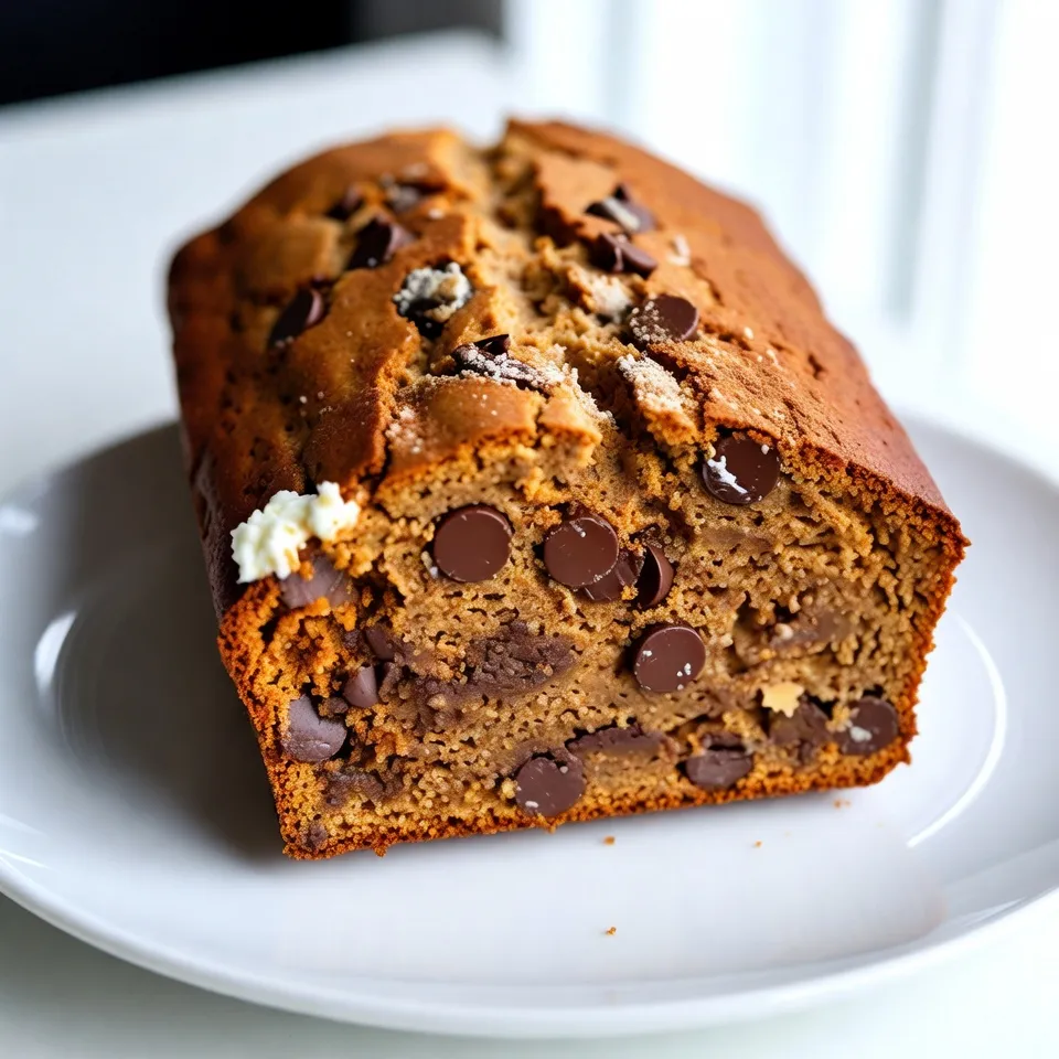 The ingredients for Chocolate Chip Pumpkin Bread create a perfect blend of flavors. Each one plays an important role in making this bread rich and moist. Here’s what you will need: - 1 cup canned pumpkin puree - 1/2 cup vegetable oil - 1 cup brown sugar (packed) - 1/2 cup granulated sugar - 2 large eggs (at room temperature) - 1 teaspoon pure vanilla extract - 1 1/2 cups all-purpose flour - 1 teaspoon baking powder - 1/2 teaspoon baking soda - 1/2 teaspoon salt - 1 teaspoon ground cinnamon - 1/2 teaspoon ground nutmeg - 1/4 teaspoon ground ginger - 1 cup semi-sweet chocolate chips - 1/2 cup chopped walnuts or pecans (optional) - Canned pumpkin puree gives a rich, moist base. It also adds natural sweetness. - Vegetable oil keeps the bread soft and tender. It helps the bread stay fresh longer. - Brown sugar adds depth with its molasses flavor. This contrasts nicely with the granulated sugar. - Eggs help the bread rise and bind the ingredients together. Use room temperature eggs for best results. - Vanilla extract brings warmth and enhances the sweetness in the bread. - All-purpose flour provides structure, while baking powder and baking soda create lift. - Spices like cinnamon, nutmeg, and ginger add warmth and a cozy aroma. - Semi-sweet chocolate chips offer a sweet burst in each bite. You can also add nuts for crunch. These ingredients work together to create a delicious and moist treat. Each bite is a taste of fall. {{ingredient_image_2}} 1. First, preheat your oven to 350°F (175°C). This step is key for even baking. 2. Now, prepare your loaf pan. Lightly grease a 9x5-inch loaf pan or line it with parchment paper. This will help with easy removal later. 3. Next, in a large mixing bowl, combine 1 cup of canned pumpkin puree, 1/2 cup of vegetable oil, 1 cup of packed brown sugar, and 1/2 cup of granulated sugar. Mix until smooth using a whisk or an electric mixer at medium speed. 4. Then, add in 2 large eggs and 1 teaspoon of pure vanilla extract. Stir continuously until the mixture is fully mixed and creamy. 1. In a separate bowl, sift together 1 1/2 cups of all-purpose flour, 1 teaspoon of baking powder, 1/2 teaspoon of baking soda, 1/2 teaspoon of salt, 1 teaspoon of ground cinnamon, 1/2 teaspoon of ground nutmeg, and 1/4 teaspoon of ground ginger. This helps make the dry mix light and fluffy. 2. Gradually add the dry ingredients to your pumpkin mixture. Use a spatula to fold them in gently. Be careful not to overmix. This keeps the bread soft and light. 1. Now, it’s time to fold in 1 cup of semi-sweet chocolate chips and, if you like, 1/2 cup of chopped walnuts or pecans. Make sure they are evenly mixed throughout the batter. 2. Pour this thick batter into your prepared loaf pan. Use a spatula to smooth the top to ensure it bakes evenly. 1. Place the loaf pan in your preheated oven and bake for 60 to 70 minutes. 2. To check if it's done, insert a toothpick into the center. If it comes out clean or with a few moist crumbs, it’s ready. 3. Once baked, take the pan out of the oven. Let the bread cool in the pan for about 10 minutes. This helps it set well before you remove it. 4. Carefully take the bread out of the pan and place it on a wire rack to cool completely. This step is important for nice, clean slices. Keeping the bread moist: To keep the bread moist, use canned pumpkin puree. It adds moisture and flavor. Vegetable oil also helps create a soft crumb. Avoid overbaking; check the bread early. A toothpick should come out clean or with a few crumbs. Achieving the perfect texture: Mix your wet and dry ingredients separately first. This helps avoid lumps. When you combine them, fold gently. Overmixing can make the bread dense. Stop mixing when you see no dry flour. The batter should be slightly lumpy. Presentation and serving suggestions: Slice the bread and arrange it on a wooden board. Dust a little cinnamon on top for a lovely look. This small touch makes a big difference. You can also add some chocolate chips on top for extra flair. Complementing with spreads: Serve your bread with whipped cream cheese. This spread adds a nice, creamy touch. You can also try pumpkin butter or honey. These spreads enhance the warm flavors of the bread. Overmixing the batter: As mentioned, overmixing can ruin your texture. Stir just enough so everything combines. A few lumps are okay. Focus on keeping it light and airy. Baking time variations: Every oven is different, so keep an eye on your bread. Start checking at 60 minutes. If the toothpick comes out with wet batter, bake a bit longer. Don’t rush; letting it bake properly makes a big difference. Pro Tips Use Room Temperature Eggs: Starting with eggs at room temperature helps them mix more easily into the batter, resulting in a lighter texture. Don’t Overmix: When combining the dry and wet ingredients, mix just until combined to keep the bread light and fluffy. Overmixing can lead to a dense loaf. Check for Doneness: Use a toothpick to test the center of the bread; if it comes out clean or with a few moist crumbs, it’s done. This prevents overbaking. Cool Completely Before Slicing: Allow the bread to cool fully on a wire rack before slicing to achieve clean cuts and enhance the flavors. {{image_4}} You can make chocolate chip pumpkin bread even better by adding spices or extracts. Think about adding a pinch of cloves or a splash of almond extract. These flavors can create a unique twist on this classic treat. You can also swap out the chocolate chips for other mix-ins. Try using dried cranberries or white chocolate chips for a fun change. Each option brings its own sweetness and texture to the bread. If you need a gluten-free option, use almond flour or a gluten-free flour blend. Both work well and keep the bread moist. For vegan diets, replace the eggs with flaxseed meal or applesauce. You can use almond milk instead of regular milk. These substitutions let everyone enjoy this tasty bread without missing out. Turn your chocolate chip pumpkin bread into a delicious French toast. Simply slice the bread and dip it in a mix of eggs and milk before cooking. Serve it warm with maple syrup. You can also add toppings like whipped cream or fresh berries. For a seasonal touch, try a sprinkle of cinnamon or nutmeg on top. These fun ideas make this bread a great choice for breakfast or dessert! To store chocolate chip pumpkin bread at room temperature, wrap it in plastic wrap. This keeps it fresh and moist. Place it in a cool, dry spot, away from sunlight. It should last for about three days this way. If you want it to last longer, refrigerate the bread. Wrap it tightly in plastic wrap, then place it in an airtight container. This can help it stay good for up to a week. However, refrigeration can make the bread slightly denser. You can freeze chocolate chip pumpkin bread to enjoy later. First, let the bread cool completely. Then, wrap it in plastic wrap. Next, place it in a freezer-safe bag or container. Make sure to remove as much air as possible to prevent freezer burn. This way, it can last for about three months in the freezer. When you want to eat it, thaw the bread in the fridge overnight. If you're in a hurry, you can leave it out at room temperature for a few hours. You can also warm it in the oven at a low temperature for a quick heat-up. Chocolate chip pumpkin bread stays fresh for a short time. At room temperature, it lasts about three days. In the fridge, it can stay good for up to a week. If you freeze it, the taste and texture remain great for up to three months. Always check for any signs of spoilage before eating. Enjoy this treat while it's fresh for the best flavor! How long does chocolate chip pumpkin bread take to bake? Chocolate chip pumpkin bread takes about 60 to 70 minutes to bake. You want to check it near the end of the baking time. Insert a toothpick into the center. If it comes out clean or has a few moist crumbs, the bread is done. Can I substitute the sugars in the recipe? Yes, you can substitute sugars. You can use coconut sugar or maple syrup. Keep in mind that the texture and flavor may change a bit. Adjust the amount based on the sweetness you prefer. What can I use instead of canned pumpkin puree? If you don't have canned pumpkin, you can use homemade pumpkin puree. Cook and blend fresh pumpkin until smooth. You can also use butternut squash puree as a substitute. Can I make mini loaves instead of one large one? Yes, you can make mini loaves! Just divide the batter evenly among mini loaf pans. Bake them for about 30 to 40 minutes. Check doneness with a toothpick. How do I know when my bread is done baking? To know if your bread is done, insert a toothpick in the middle. If it comes out clean or with a few crumbs, it's ready. If it has wet batter, bake it a little longer. What drinks pair well with pumpkin bread? Pumpkin bread pairs well with apple cider or a warm chai latte. A glass of milk also makes a great choice. For something cozy, try a cup of spiced tea or coffee. Is it good to serve warm or cold? You can serve pumpkin bread warm or cold. Warm bread is cozy and comforting. Cold slices are perfect for a refreshing snack. Both options taste great! In this post, we explored how to make chocolate chip pumpkin bread from scratch. We covered essential ingredients, step-by-step instructions, and helpful tips. I shared ways to customize flavors and avoid common mistakes. Proper storage techniques help keep your bread fresh. This recipe is easy and fun. It’s a great treat for any season. Enjoy baking, and share your delicious creations with friends and family! You’ll love the results.